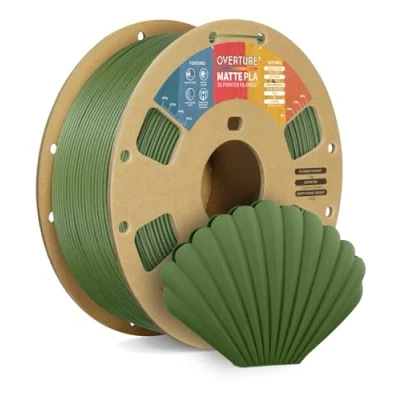 Abbildung von OVERTURE Matte PLA Filament 1.75mm, Rolle 1kg Spule (2.2lbs), Maßgenauigkeit +/ 0.02 mm, für 3D Drucker (Armeegrün)
