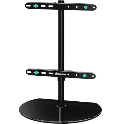 Abbildung von ONKRON TV Ständer 32 65 Zoll, bis 35 kg, VESA 100x100 400x400 mm Ständer, (bis 65,00 Standfuss mit Tischmontage, Tischständer, 360 schwenkbar, Hartglas, 10 dick Glas)