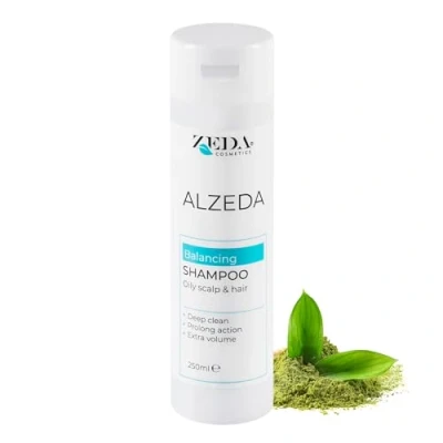Abbildung von ALZEDA Balancing Shampoo 250ml ausgleichendes für fettige Kopfhaut und Haare Tiefenreinigung &amp; Volumen 100% reiner Grüntee Extrakt, Vitamin F Aminosäuren