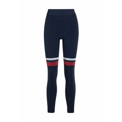 Abbildung von FALKE Damen Baselayer Hose Maximum Warm Long W Ti Funktionsmaterial schnelltrocknend 1 Stück, Blau Space Blue 6116 Stripe, XL