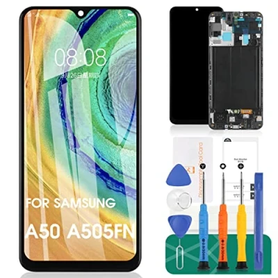 Abbildung von Für Samsung Galaxy A50 A505 Bildschirm Ersatz A505F, SM A505FN A505GN A505G LCD Display Touch Panel Sensor Digitizer (Incell Schwarz mit Rahmen)