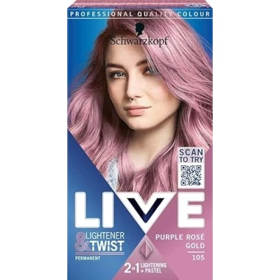 Abbildung von Schwarzkopf LIVE Lightner &amp; Twist Mauve Kiss Permanent Hair Dye and Lightener Kit 105 PACK OF 2