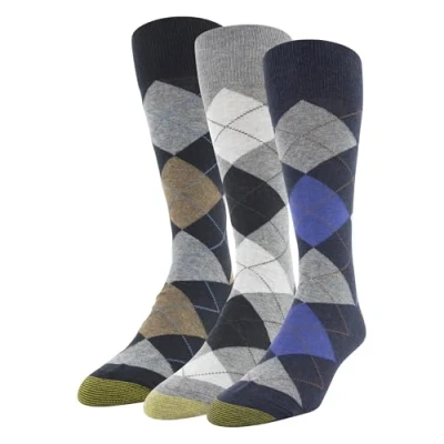 Abbildung von Gold Toe Herren Carlyle Argyle Crew Dress Socks, 3 Pairs Kleidersocke, Marineblau/grau, Einheitsgre (3er Pack)