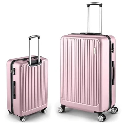 Abbildung von Easy Move ABS Hartschalenkoffer [ERGONOMISCH &amp; SICHER] Großer Trolley Koffer mit 360 Rädern, Zahlen Schloss reisekoffer groß, hartschalenkoffer, Luggage (Pink, 74cm) *