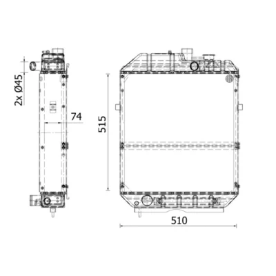Abbildung von MAHLE ORIGINAL CR 2282 000S Kühler, Motorkühlung 515 510 74 Kühlrippen gelötet