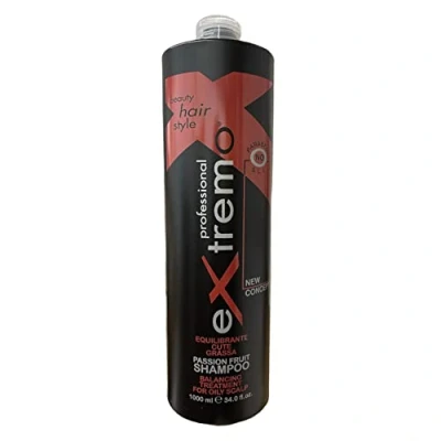 Abbildung von extremo Sebum ausgleichendes Balancing Kur Shampoo für fettige Kopfhaut mit Maracujakernöl ohne SLS (Sulfat) und Parabene 1 Liter Made in Italien
