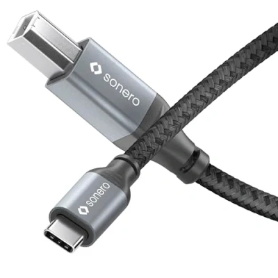 Abbildung von Sonero® USB 2.0 Kabel, Verbindungskabel, Druckerkabel, C Stecker auf B Stecker, 480 MB/s, Space Grey/Schwarz, 5,00 m