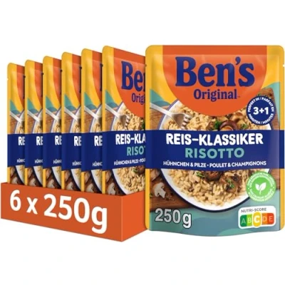 Abbildung von BEN’S ORIGINAL Express Risotto Fertiggerichte Hühnchen &amp; Pilze, schnell und einfach fertig in nur 4 Minuten, 6 Packungen (6 x 250g)