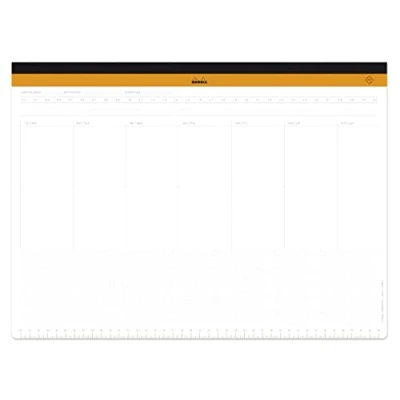 Abbildung von Rhodia 194041C Schreibunterlage mit Wochenkalender, Leinenrücken, 60 Blatt mikroperforiert, DIN A3+ 42x30,9 cm, 80g, 1 Stück