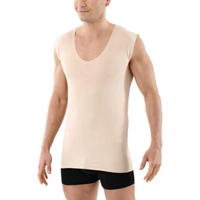 Abbildung von Albert Kreuz Unterhemd Lasercut OHNE SAUM Deepv ARM Unterhemd/shirt, Herren, Größe: Medium, Beige