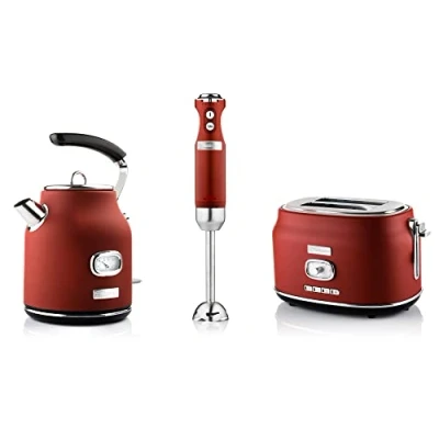 Abbildung von Black Friday: Westinghouse Retro Wasserkocher + Toaster mit 2 Schlitzen Stabmixer Rot