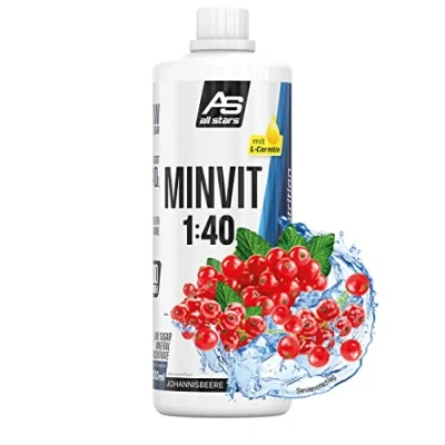 Abbildung von All Stars MINVIT Johannisbeere Getränkekonzentrat 1L I Sirup inkl. Vitamine &amp; Mineralstoffe Konzentrat für 40L Getränk Sport Drink zuckerarm Getränkesirup mit L Carnitin
