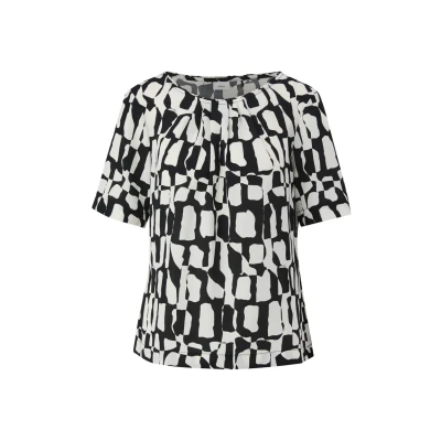 Abbildung von s.Oliver BLACK LABEL Gemusterte Bluse mit Falten Details schwarz 34
