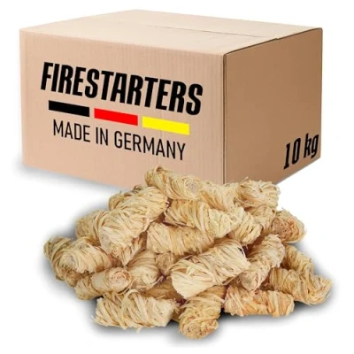 Abbildung von Direkt vom Deutschen Hersteller FEUER PRIMUS (10 kg) Anzündwolle Brennholz , Kaminscheite Feuerholz Anzünder aus zertifiziertem Holz, Holzwolle, Grillanzünder, Kaminanzünder (10kg)
