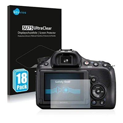 Abbildung von Savvies 18 Stück Schutzfolie für Sony Alpha 58 (SLT A58) Displayschutz Folie Ultra Transparent