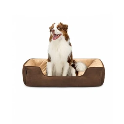 Abbildung von lionto Tierkissen 2 in 1 Hundebett Wildlederoptik, mit Wendekissen, braun/beige, 110 cm x 80