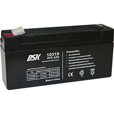 Abbildung von DSK 10319 Versiegelte wiederaufladbare AGM Bleibatterie 6V mit 3,2Ah. Ideal für Auto und Elektromotorräder Kinder, Motorroller, USV Systeme, Sicherheits Kommunikationssysteme…
