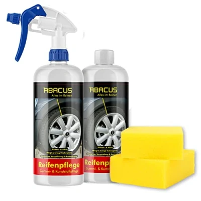 Abbildung von ABACUS® 2X 500 ml Max 100 Gummi &amp; Kunststoffpflege mit Schwämmen (7579)