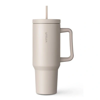 Abbildung von Vinsun Thermobecher Tumbler 1200ml 40oz Edelstahl Becher mit Strohhalm und Henkel, Edelstahl, bruchfest, für heiße kalte Getränke