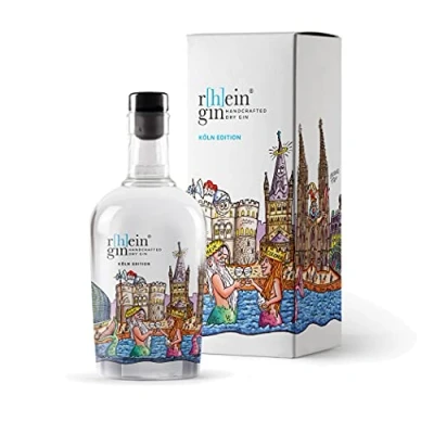 Abbildung von R[h]eingin Tilly Köln Edition mit hochwertiger Geschenkverpackung 500ml Einzelflasche 46% vol Handcrafted Dry Gin Geschenkidee für Liebhaber