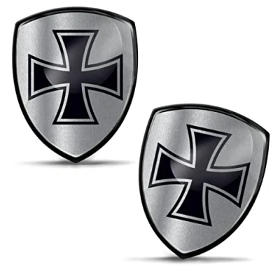 Abbildung von SkinoEu 2 x Aufkleber 3D Gel Silikon Eisernes Kreuz Silber Stickers Autoaufkleber Auto Motorrad Fahrrad Fenster Telefon Laptop PC Tablet Tür KS 95