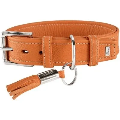 Abbildung von HUNTER CANNES Hundehalsband, Leder, Nappaleder, weich, edel, elegant, 60 (M L), orange