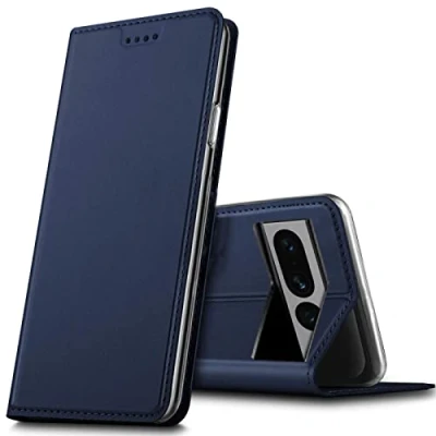 Abbildung von Verco Handyhülle für Google Pixel 8 Pro, Premium Handy Flip Cover Pro Hülle [integr. Magnet] Book Case PU Leder Tasche, Blau