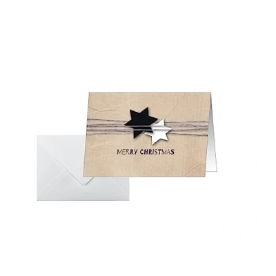 Abbildung von SIGEL DS079 Weihnachts Karten Set mit Umschlag Kraftpapier Optik A6 25 Stück &quot;Christmas Wrapping&quot; ideal zum Bedrucken