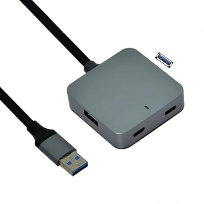 Abbildung von VALUE USB 3.2 Gen1 4 Port Hub (2X A + 2X C) mit Verlängerungskabel, schwarz, 5 m