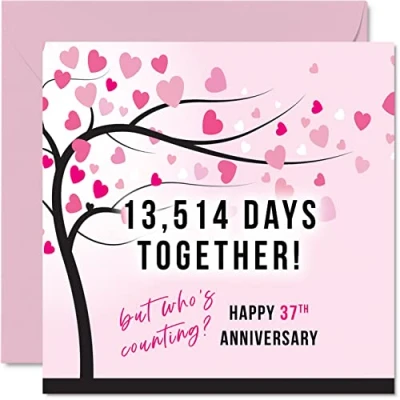 Abbildung von Lustige Karte zum 37. Hochzeitstag für Frau oder Ehemann 13514 Days Together I Love You Geschenke, Happy 37th Wedding Anniversary Karten Partner, 145 mm x Grußkarte