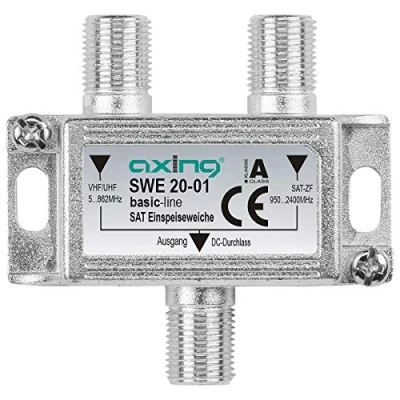 Abbildung von Axing SWE 20 01 Satelliten Einspeiseweiche zum Zusammenschalten von terrestrisch und Single LNB auf einen Ausgang, 1 x Sat /