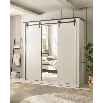 Abbildung von Home affaire Kleiderschrank &quot;SHERWOOD&quot;, Schiebetüren mit Scheunentorbeschlag aus Metall, Breite 201cm