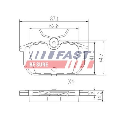 Abbildung von FAST FT29035 Bremsbelagsatz Hinterachse exkl. Verschleißwarnkontakt AUDI: A4 B5 Avant, Limousine, A8 D2, ALFA ROMEO: 164