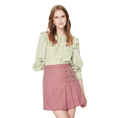 Abbildung von Trendyol Damen Mini A linie Skater Webstoff Rock Skirt, Altrosa, 40 EU