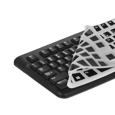 Abbildung von kwmobile Silikon Tastaturschutz für Logitech K120 QWERTY US Keyboard Cover Abdeckung Schwarz