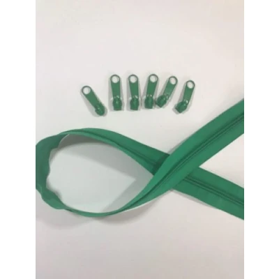 Abbildung von Slantastoffe 5m Reißverschluss endlos, Spirale 5mm + 10 Schieber/Zipper 27 Farben, Meterware (Smaragd)