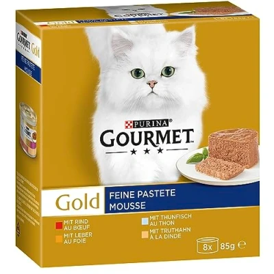 Abbildung von Gourmet Gold Feine Pastete Katzenfutter nass, Sorten Mix, 12er Pack (12 x 8 Dosen à 85g)