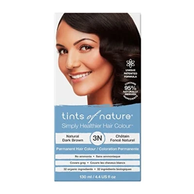 Abbildung von Tints of Nature 3N Natural Dark Brown Permanent Hair Dye, Natürliches Dunkelbraun Permanente Haarfarbe, pflegt das Haar und deckt Grau ab, ammoniakfrei, 130 ml