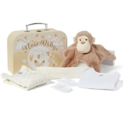 Abbildung von Baby Box Shop Babyparty Geschenk 7 Geschenkset, Neugeborenen Neutral, Geschenkset Für Neugeborene, Babybox Newborn Set Crème
