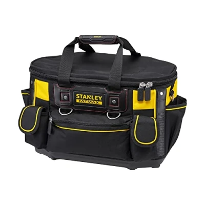 Abbildung von Stanley FatMax Werkzeugtasche / Werkzeugbeutel (50x33x31cm, mit runder Öffnung, formstabile Konstruktion, leicht zugängliche Fächer, ergonomischer Handgriff) FMST1 70749