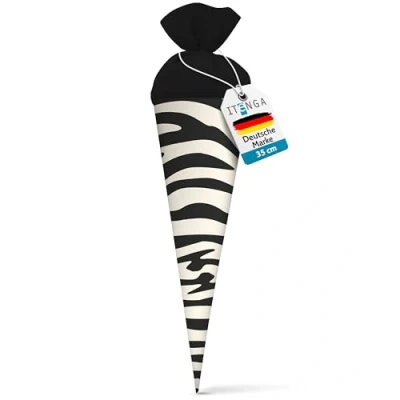 Abbildung von itenga Geschwisterschultüte 35cm Tiermuster Geschenkverpackung Schultüte Erwachsene (Zebra)