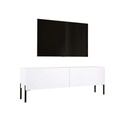 Abbildung von 3E 3xE living.com TV Schrank in Weiß Matt mit Beinen Schwarz, A: B: 140 cm, H: 52 T: 32 cm