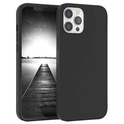 Abbildung von EAZY Case Silikon Hülle für iPhone 12 Pro Max weich stoßfeste Schutzhülle mit Kameraschutz Handyhülle Silikonhülle Dünn Premium Schutz TPU Cover Phone in Schwarz