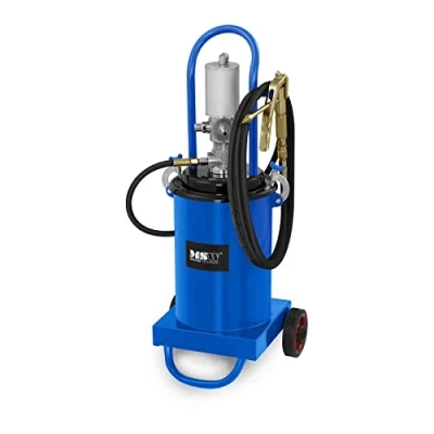 Abbildung von MSW 10060838 Druckluft Fettpresse Fahrbar pneumatisch 12 L, Arbeitsdruck: 6 8 bar, Pumpendruck: 240 320 4 m Schlauch, 2 Räder