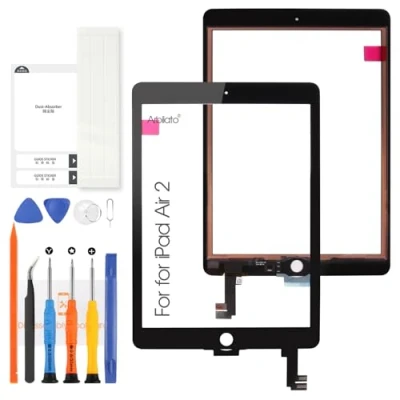 Abbildung von Arbilato Display für iPad Air 2 9,7 Zoll A1566 A1567 Touchscreen 2. Generation, Digitalisierer, Glas, Sensoren, Ersatz Set (schwarz)