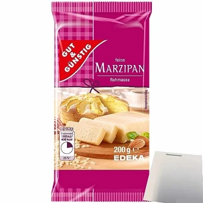 Abbildung von Gut&amp;Günstig Marzipanrohmasse zum Backen und Naschen (200g Packung) + usy Block