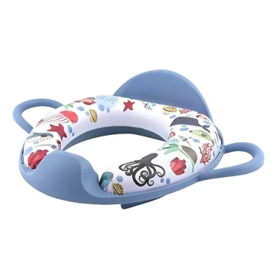 Abbildung von Lorelli Baby Toilettensitz mit Lehne, 11 cm, Handgriff, gepolstert, Spritzschutz, Kunststoff