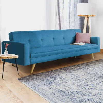 Abbildung von IDMarket Sofa, rechts, 3 Sitzer, ausziehbar, Blau