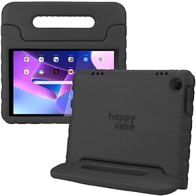 Abbildung von HappyCase Kinder Tablet Hülle Geeignet für Lenovo Tab M10 Gen 3 (10.1) Kinderfreundliche Schutzhülle Kinderhülle mit Griff und Ständer Schwarz