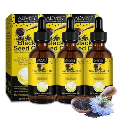 Abbildung von ALIVER Haaröl Schwarzkümmelöl Hautöl Bio Vegan Aliver, 3 tlg.,